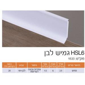 פנל לפרקט גמיש ודק במיוחד. לבן גובה 6 ס"מ