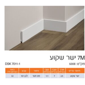 פנל לבן ישר שקוע גימור מט משי 7 ס"מ