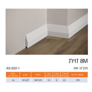 פנל לבן זוית גימור משי 8 ס"מ
