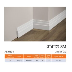פנל לבן מדורג גימור משי 8 ס"מ