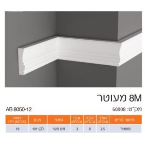 פנל לבן מעוטר גימור משי 8 ס"מ